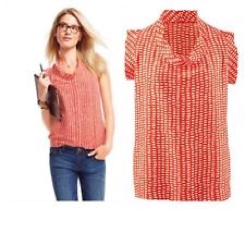 CAbi Madeleine Top Red & White